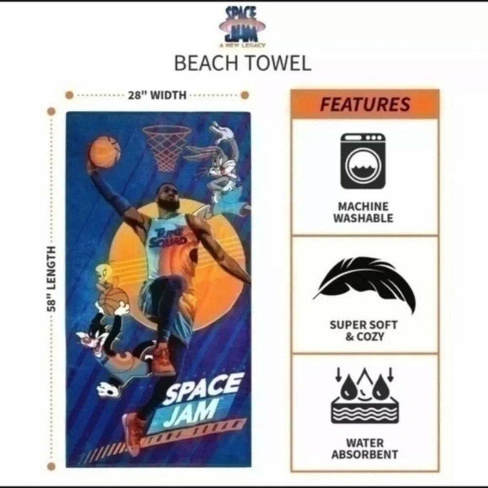NWT. SPACE JAM Beach Towel